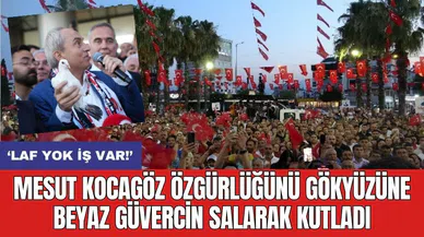 Mesut Kocagöz özgürlüğünü gökyüzüne beyaz güvercin salarak kutladı