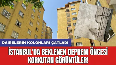 İstanbul'da beklenen deprem öncesi korkutan görüntüler! Dairelerin kolonları çatladı