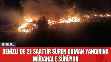 Denizli'de 21 Saattir Süren Orman Yangınına Müdahale Sürüyor