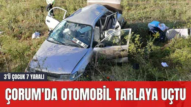 Çorum'da otomobil tarlaya uçtu: 3’ü çocuk 7 yaralı
