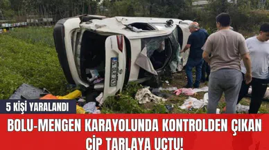 Bolu-Mengen Karayolunda Kontrolden Çıkan Cip Tarlaya Uçtu! 5 Kişi Yaralandı