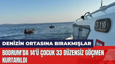 Bodrum'da 14'ü çocuk 33 düzensiz göçmen kurtarıldı