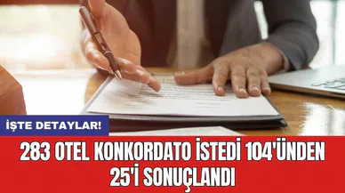 283 otel konkordato istedi 104'ünden 25'i sonuçlandı