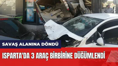 Isparta'da 3 araç birbirine düğümlendi!