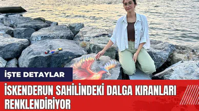 İskenderun sahilindeki dalga kıranları renklendiriyor