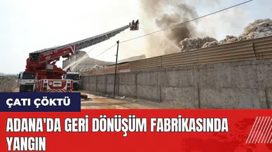 Adana'da geri dönüşüm fabrikasında yangın: Çatı çöktü