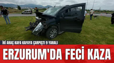 Erzurum'da Feci Kaza: İki Araç Kafa Kafaya Çarpıştı 9 Yaralı