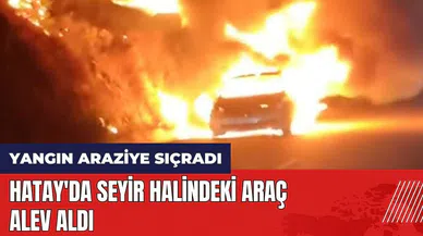 Hatay'da seyir halindeki araç alev aldı! Yangın araziye sıçradı
