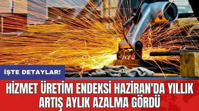 Hizmet Üretim Endeksi Haziran'da yıllık artış aylık azalma gördü