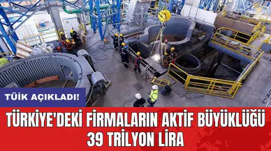 TÜİK açıkladı: Türkiye'deki firmaların aktif büyüklüğü 39 trilyon lira