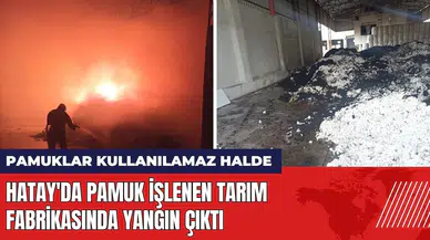 Hatay'da pamuk işlenen tarım fabrikasında yangın çıktı