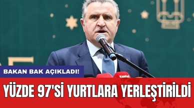 Bakan Bak açıkladı! Yüzde 97'si yurtlara yerleştirildi