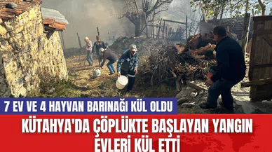 Kütahya'da Çöplükte Başlayan Yangın Evleri Kül Etti