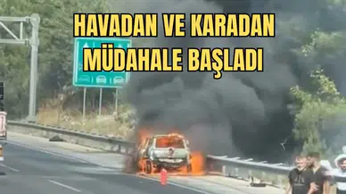 Adana’da Seyir Halindeki Araç Yandı! Ateş Ormana Sıçradı