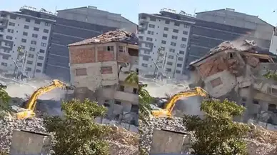 Hatay’da İş Makinesi Binanın Altında Kalmaktan Son Anda Kurtuldu