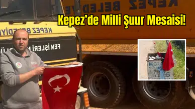 Kepez’de Alkışlanan Hareket! Çöpteki Bayrağı Temizleyip Kamyonuna Astı