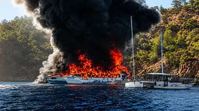 Fethiye’de Korku Dolu Anlar! 115 Kişi Yanan Tekneden Denize Atladı
