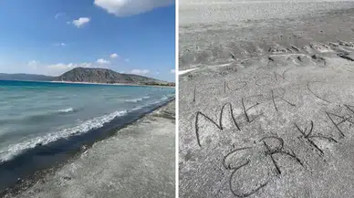 Salda Gölü'nün Ünü Dünyayı Aşan Beyaz Kumsalına İsim Kazıdılar