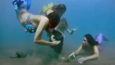 Kemer’de Denizkızları Sulara Dalıp Dip Temizliği Yaptı