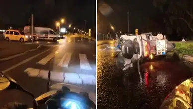 Lara Turizm Yolu'ndaki Kaza Kask Kamerasında: Metrelerce Sürüklendi