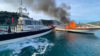 Üçağız Limanı'nda Alev Alev Yanan Yat Battı