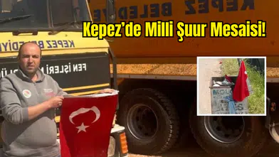 Kepez’de Alkışlanan Hareket! Çöpteki Bayrağı Temizleyip Kamyonuna Astı