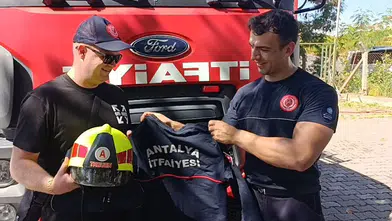 Alman İtfaiyeci Tatil İçin Geldi, Manavgatlı Meslektaşlarıyla Buluştu