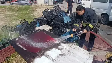 Manavgat'ta Yanan Kamyonetten Çıkan Türk Bayrağına İtfaiyeciden Vefa