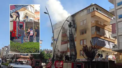 Manavgat'ta Yangında Mahsur Kalan 2'si Çocuk 4 Kişi Balkondan Kurtarıldı