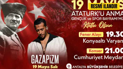Antalya Büyükşehir Belediyesi 19 Mayıs Fener Alayı ve Gazapizm Konseri