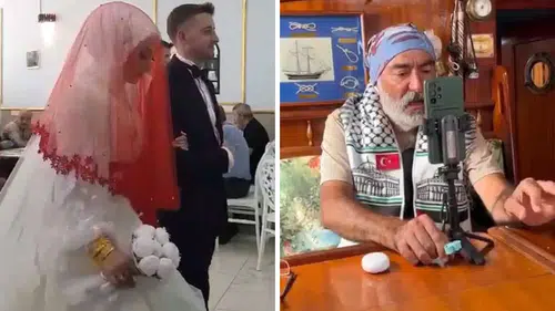 Oğlunun Nikahına Sumud Filosu'ndan Katıldı