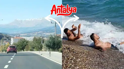Antalya’da Aynı Gün Hem Deniz Hem Kar Sürprizi