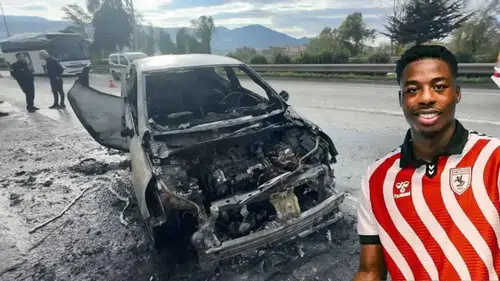 Samsunspor'un Futbolcusu Musaba Ölümden Döndü! Aracı Alev Alev Yandı