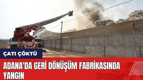 Adana'da geri dönüşüm fabrikasında yangın: Çatı çöktü