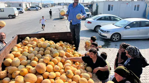 3 Ton Kavun 5 Dakikada Bitti: Hataylı Çiftçiden Konteyner Kentte İyilik Hareketi