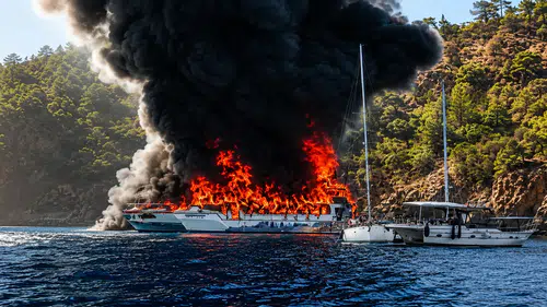 Fethiye’de Korku Dolu Anlar! 115 Kişi Yanan Tekneden Denize Atladı