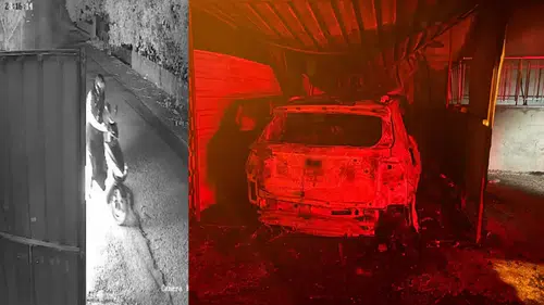 Serik'te Çöp Poşeti Giyip Kundakladı: Araç Alev Topuna Döndü