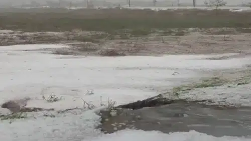 Hatay'ın Arsuz İlçesinde Sürpriz Dolu Yağışı Çevreyi Beyaza Bürüdü
