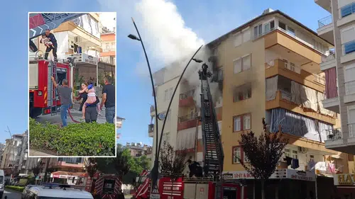 Manavgat'ta Yangında Mahsur Kalan 2'si Çocuk 4 Kişi Balkondan Kurtarıldı