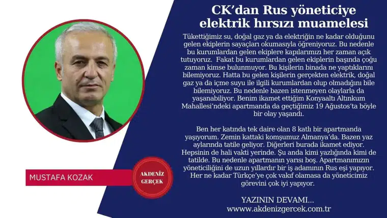 CK’dan Rus yöneticiye elektrik hırsızı muamelesi