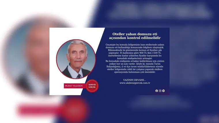 Oteller yaban domuzu eti açısından kontrol edilmelidir