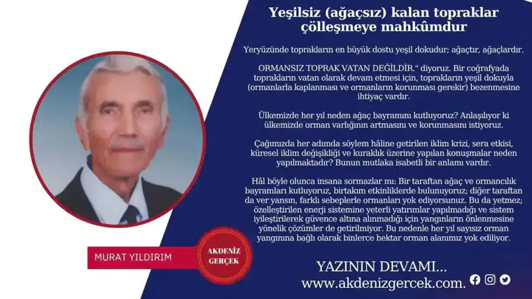 Yeşilsiz (ağaçsız) kalan topraklar çölleşmeye mahkûmdur