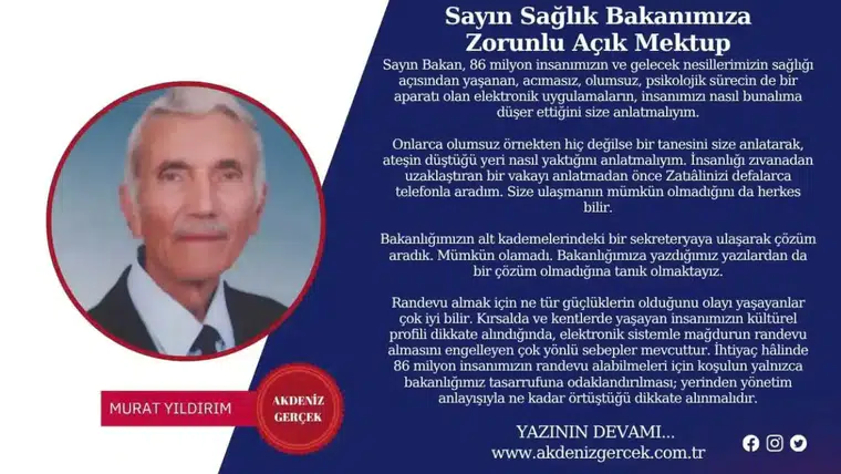 Sayın Sağlık Bakanımıza Zorunlu Açık Mektup