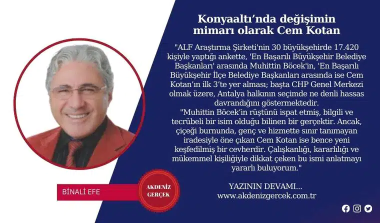 Konyaaltı’nda değişimin mimarı olarak Cem Kotan