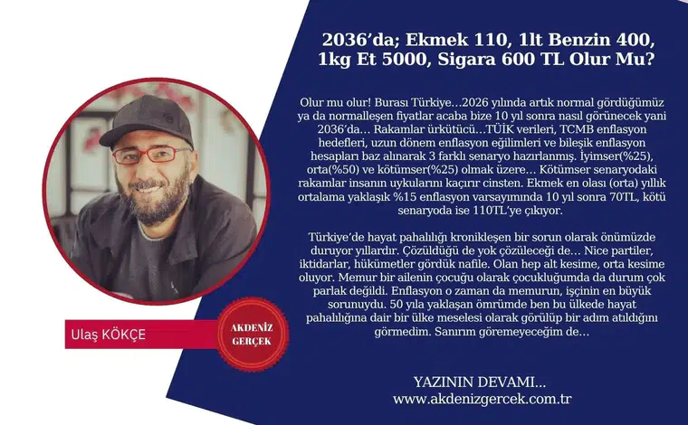 2036’da; Ekmek 110, 1lt Benzin 400, 1kg Et 5000, Sigara 600 TL Olur Mu?