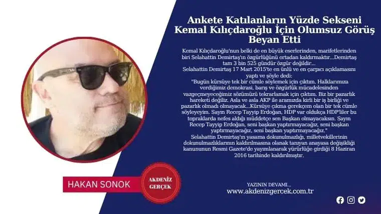 Ankete Katılanların Yüzde Sekseni Kemal Kılıçdaroğlu İçin Olumsuz Görüş Beyan Etti