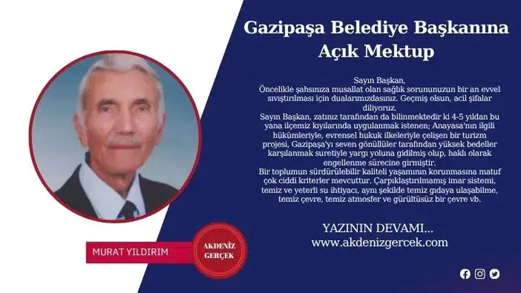 Gazipaşa Belediye Başkanına Açık Mektup