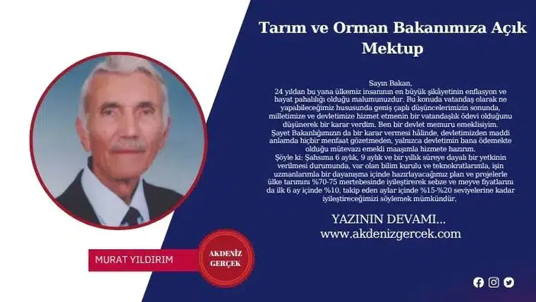 Tarım ve Orman Bakanımıza Açık Mektup
