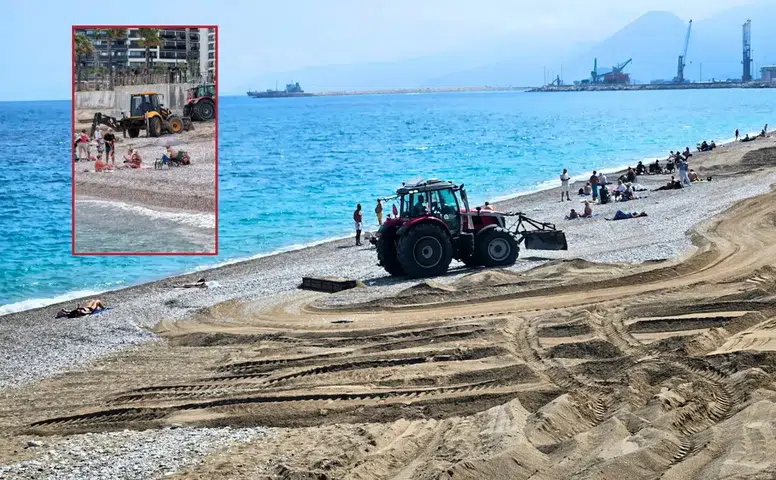 Ağır İş Makineleri Dünyaca Ünlü Konyaaltı Sahili'nde