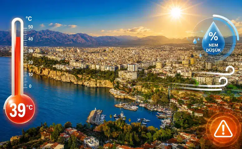 Antalya'da Aşırı Sıcak, Düşük Nem ve Fırtına Bir Arada